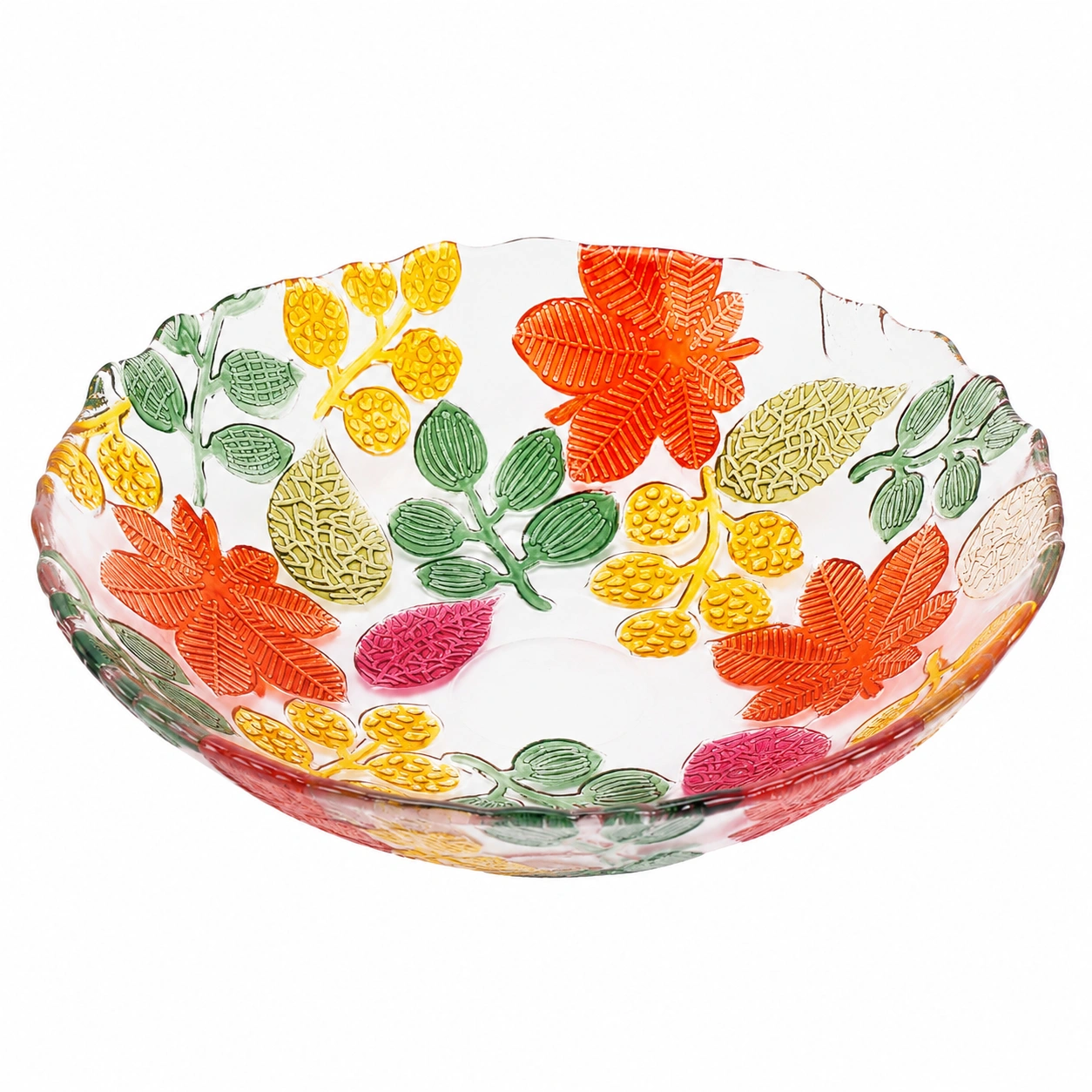 Centro decorativo multicolor de vidrio con hojas-Furnmio