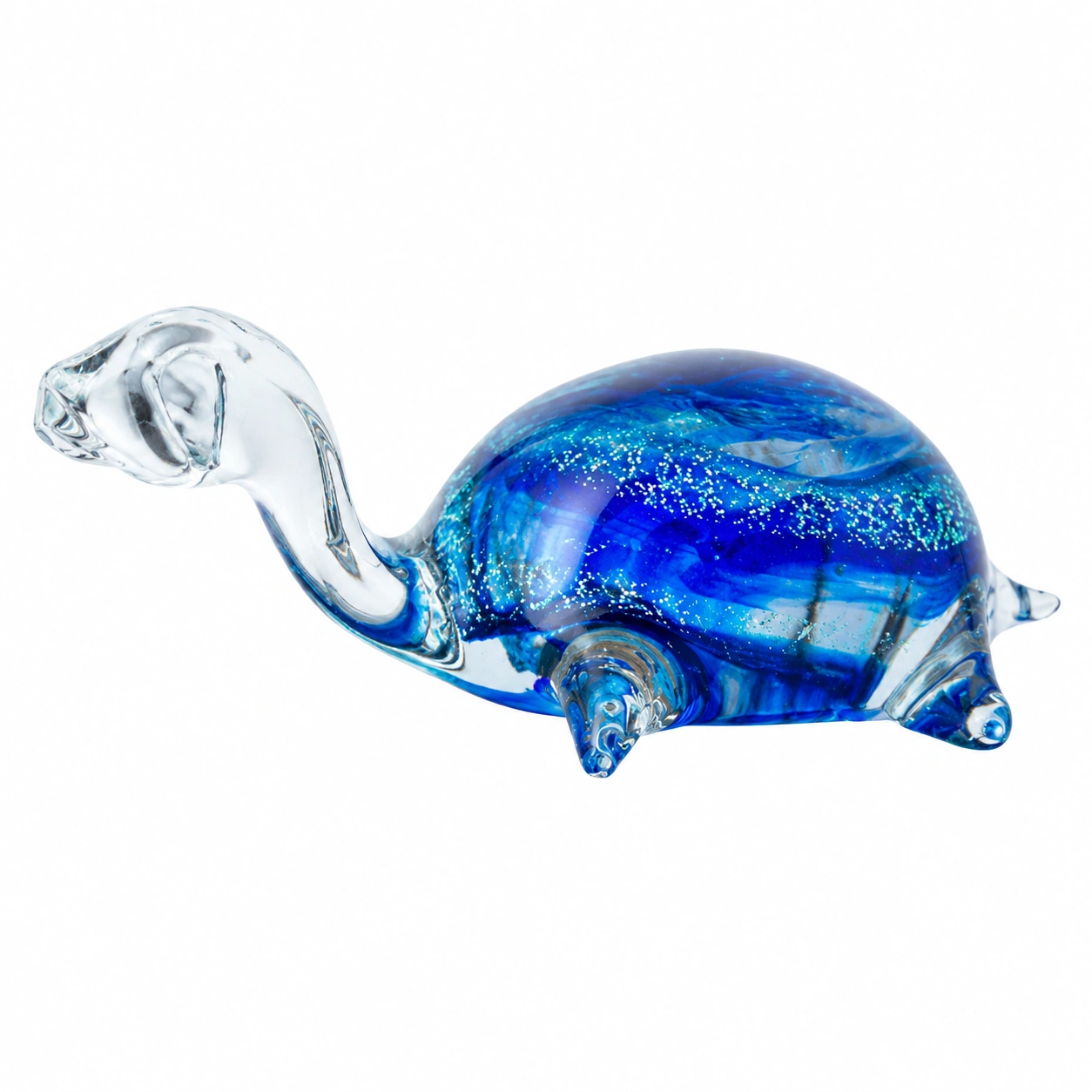Figura decorativa azul de vidrio en forma de tortuga-Furnmio