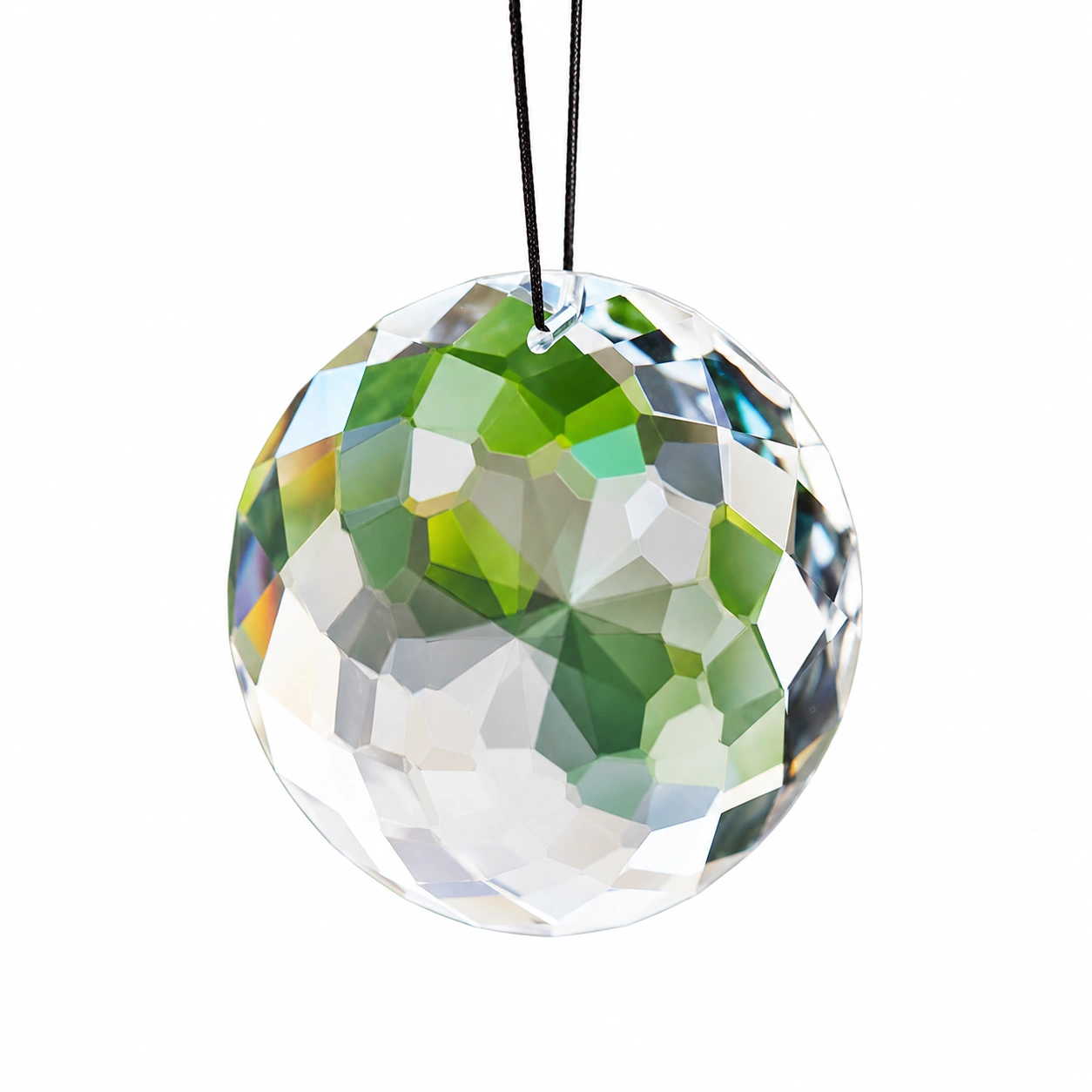 Colgante decorativo verde de cristal facetado-Furnmio