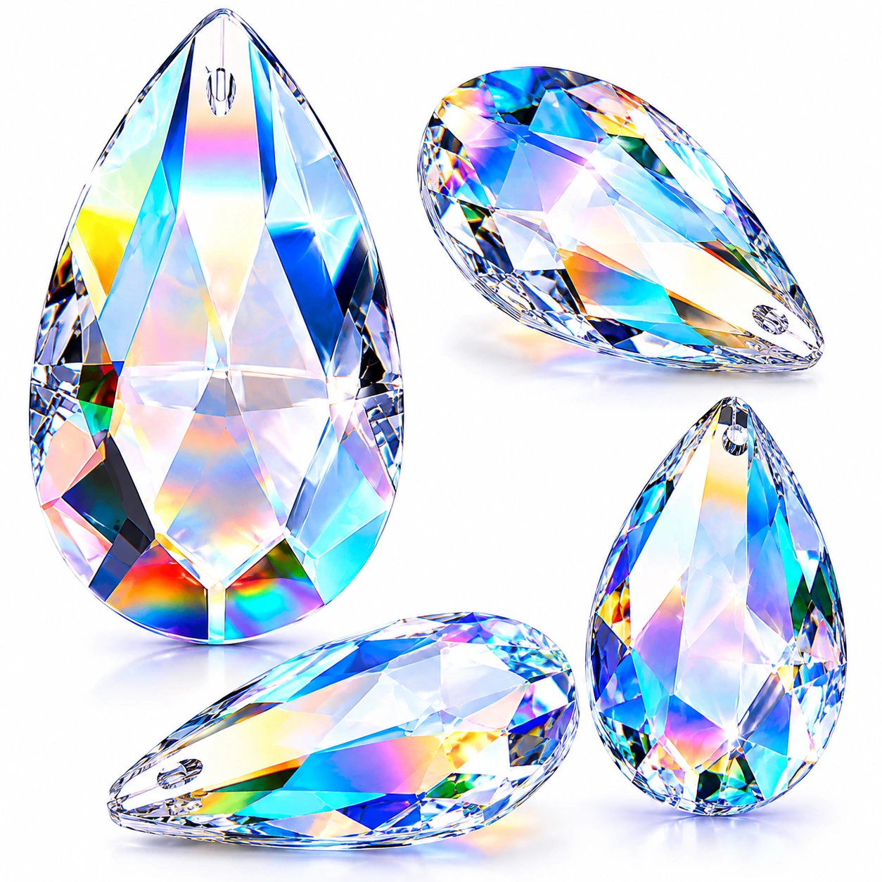 Colgantes decorativos transparentes de cristal facetado en forma de lagrima-Furnmio