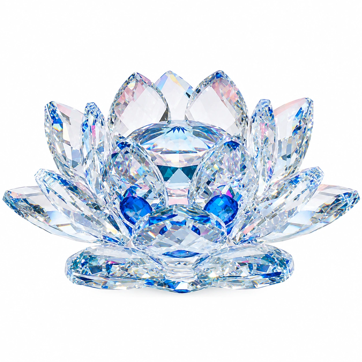 Figura decorativa transparente de cristal con forma de flor de loto-Furnmio