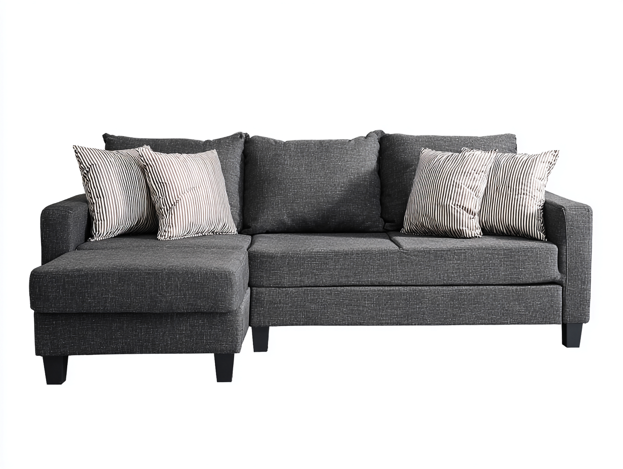 Sofás de esquina tapizado en tela 210x140x85 cm gris oscuro para salón - diseño moderno-Doroiadwell