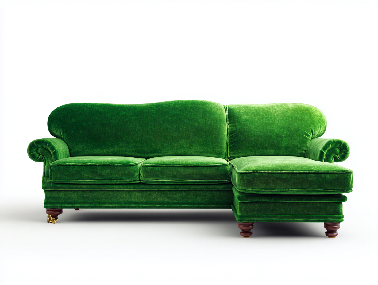 Sofás de esquina tapizado en terciopelo 248x160x86 cm verde esmeralda para salón - diseño clásico elegante-Doroiadwell