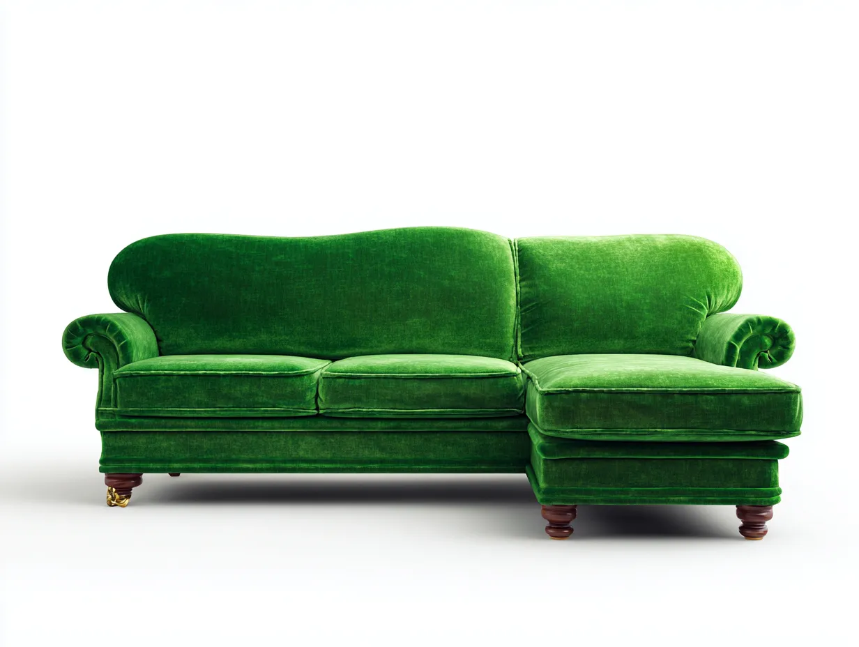 Sofás de esquina tapizado en terciopelo 248x160x86 cm verde esmeralda para salón - diseño clásico elegante-Doroiadwell