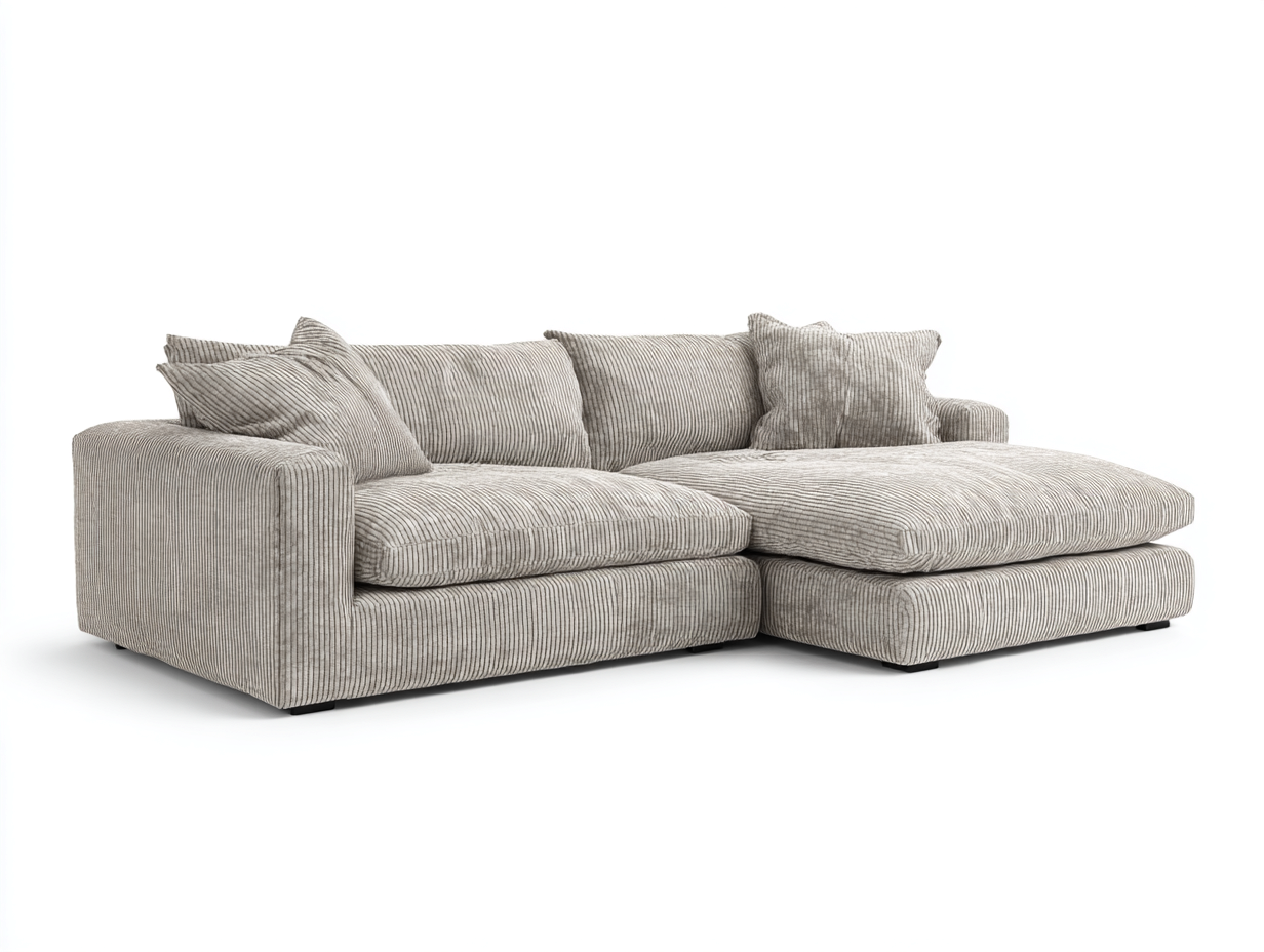 Sofás de esquina sofá tela 230x160x85 cm gris moderno acolchado amplio-Doroiadwell