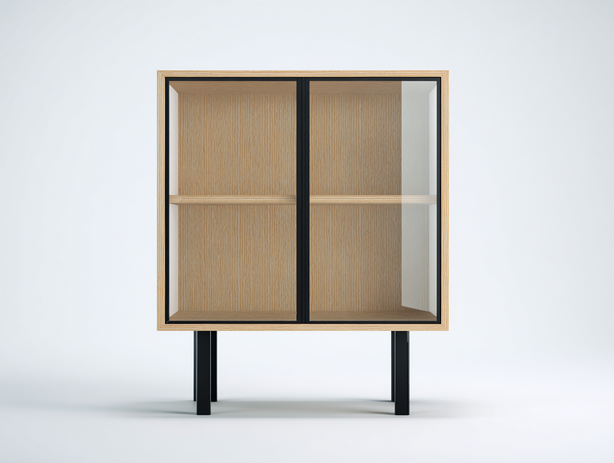 Vitrinas vitrina madera 90x40x140 cm - marrón - con 2 puertas de vidrio-Doroiadwell