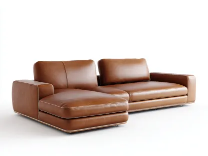 Sofás de esquina tapizado en cuero sintético 268x165x82 cm marrón coñac para salón - diseño moderno-Doroiadwell