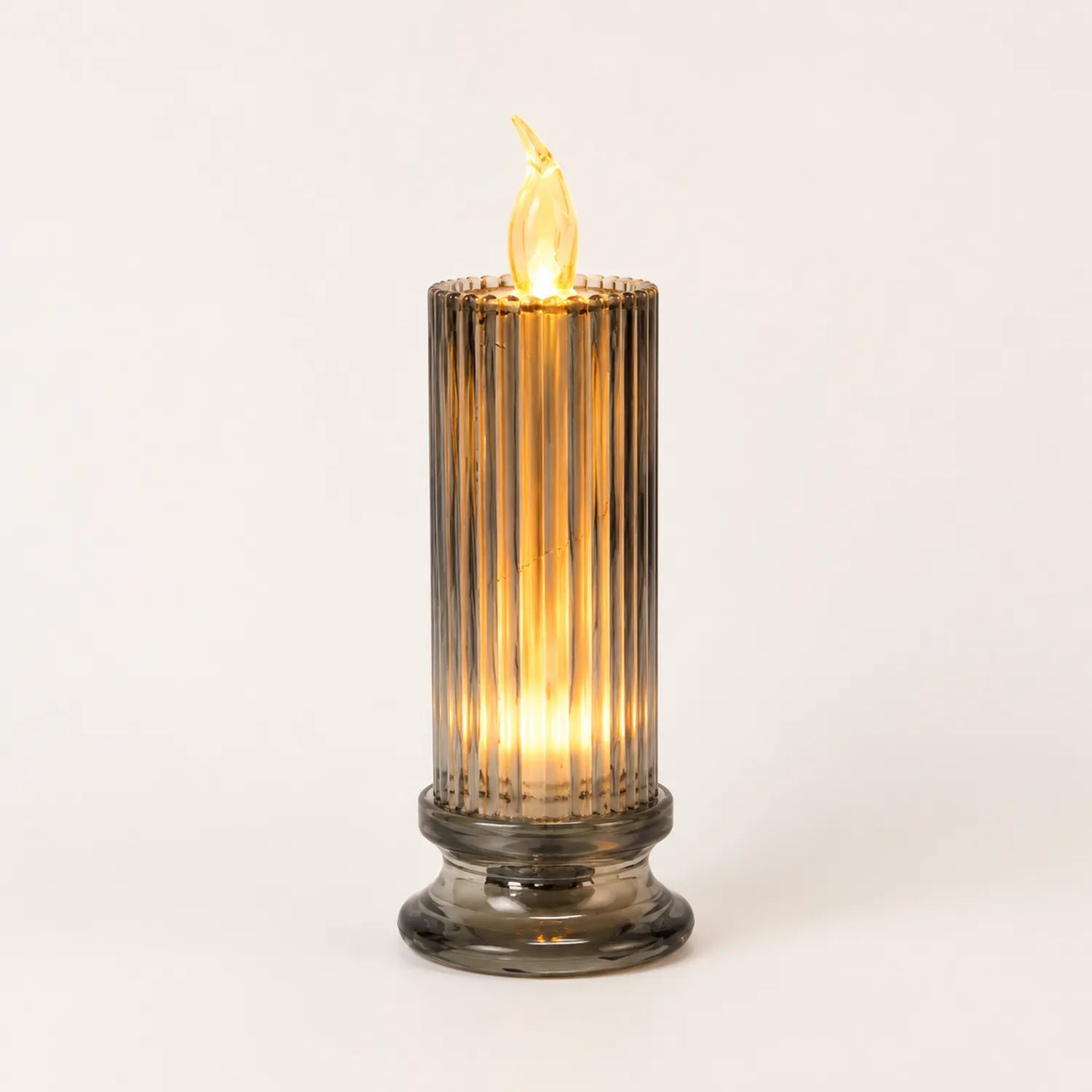 Candela Decorativa LED a Batteria, Design Moderno, Grigio Fumo