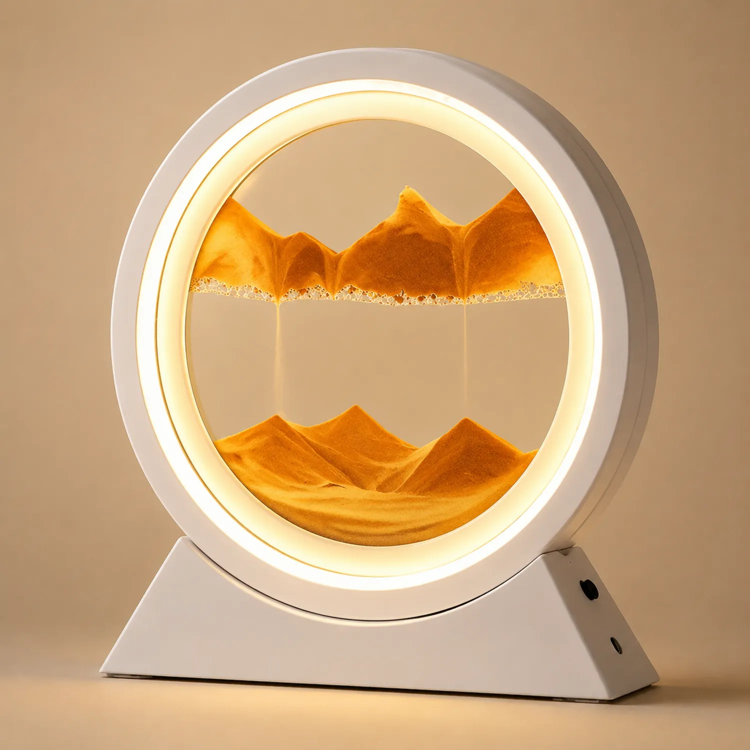 Lampada da Tavolo Rotonda con Sabbia LED Luce Bianca Calda