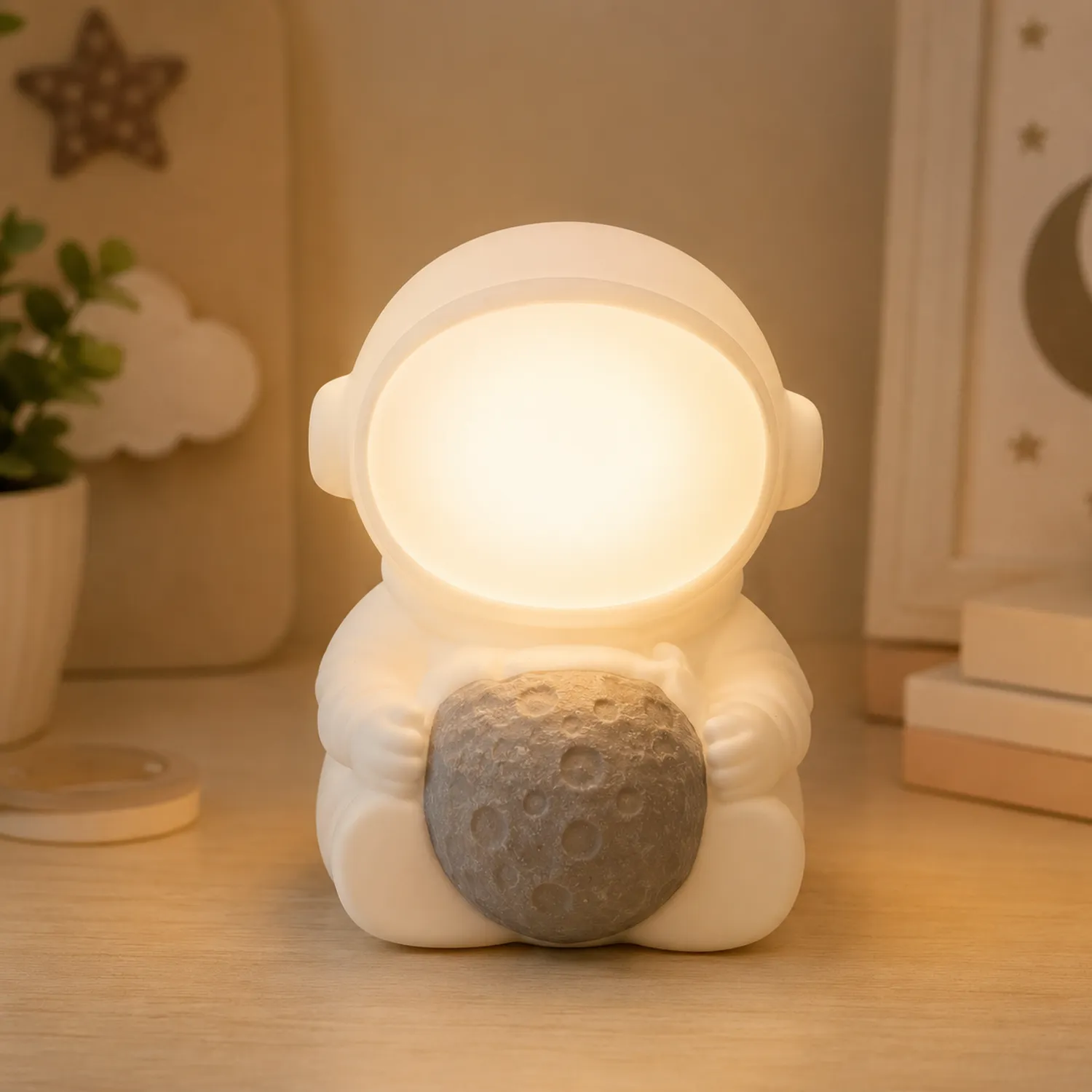 Lampada LED da Tavolo Astronauta Decorativa Bianco/Grigio
