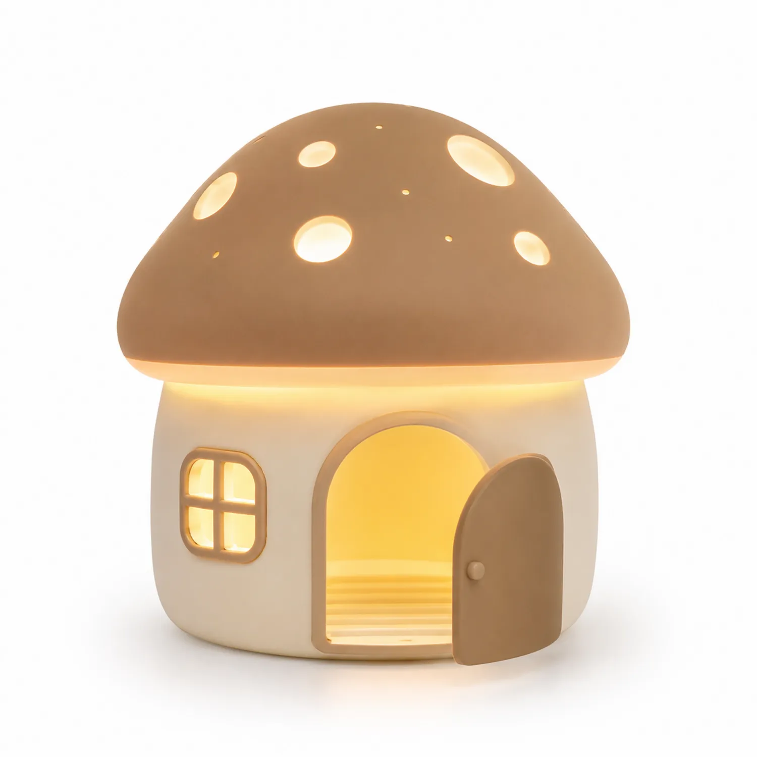 Lampada Decorativa a Forma di Fungo con Luci LED Marrone e Bianco