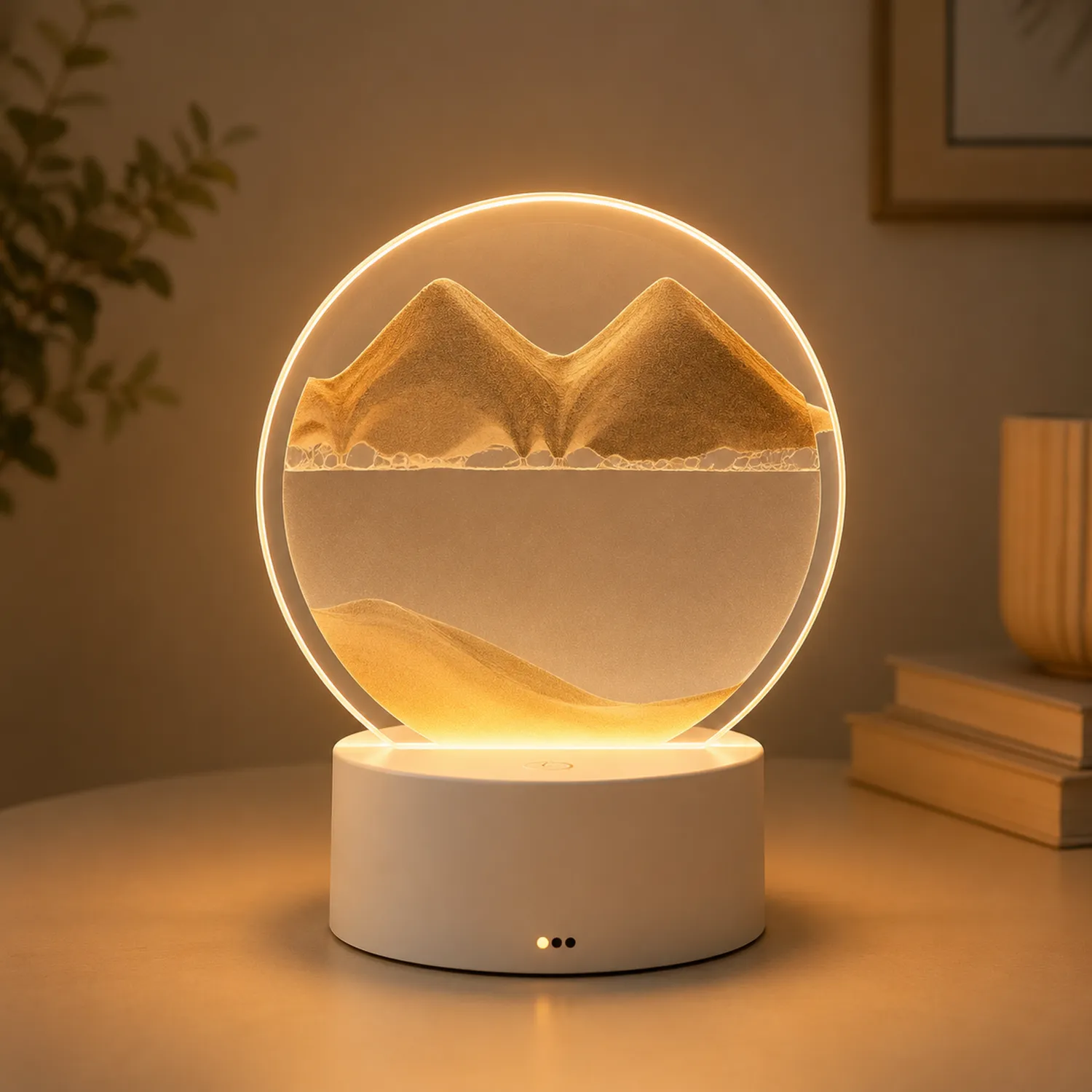 Lampada da Tavolo LED con Effetto Sabbia Rotante - Luce Calda