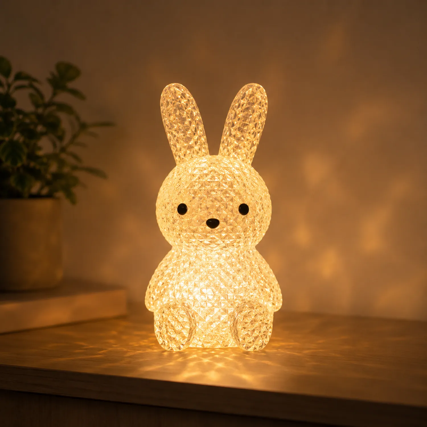 Lampada LED a Forma di Coniglio Decorativa Bianca