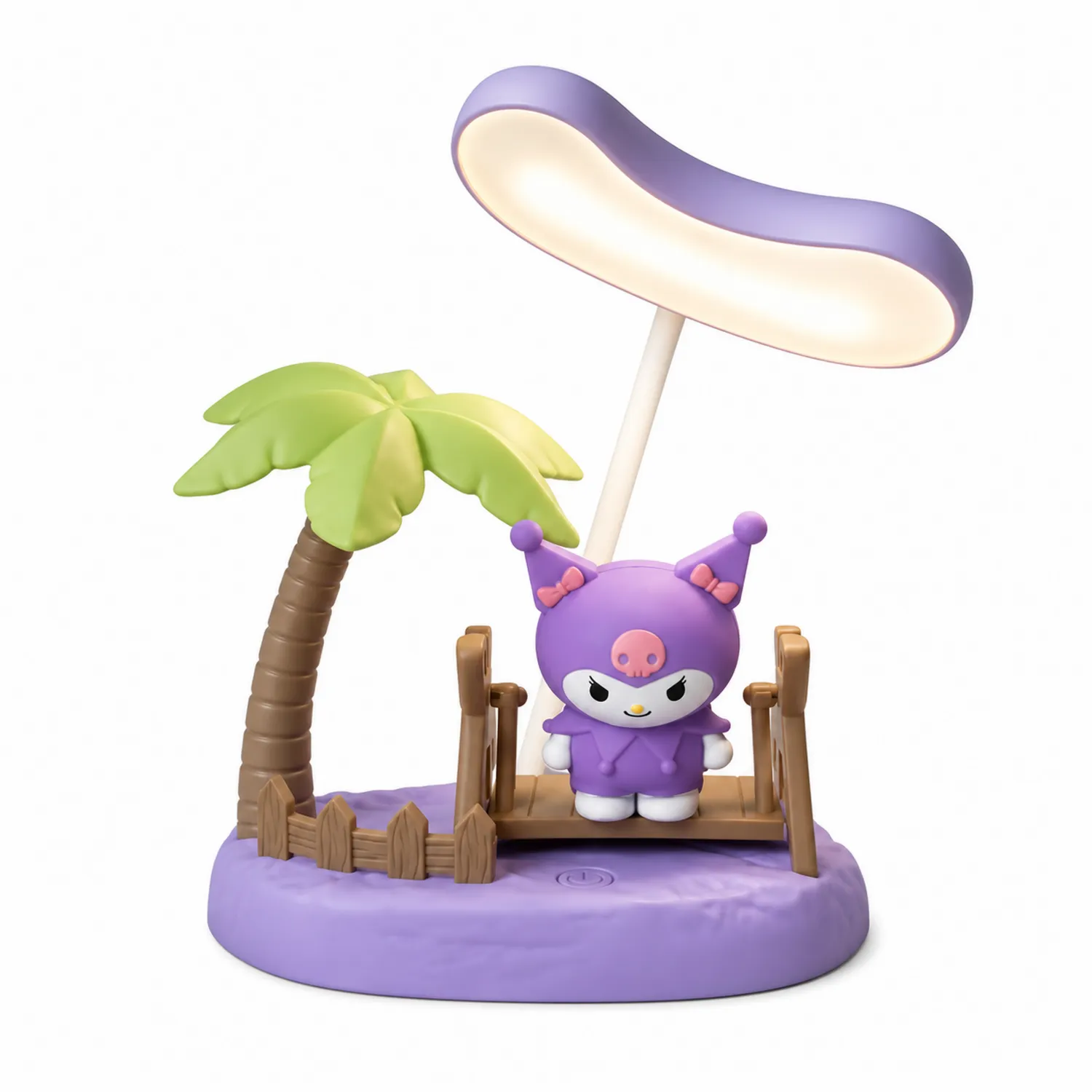 Lampada da Tavolo Decorativa LED con Personaggio e Palma - Viola, Marrone e Verde