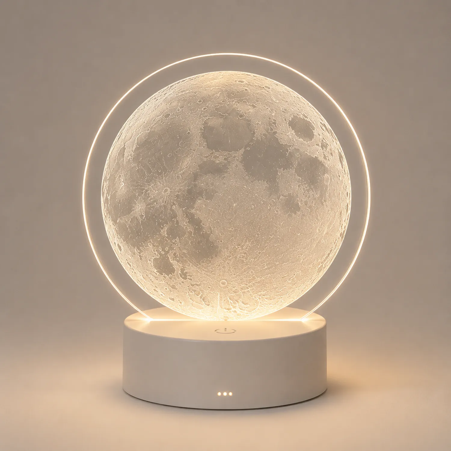 Lampada Lunare 3D LED Ricaricabile Decorativa con Luce Regolabile Bianca