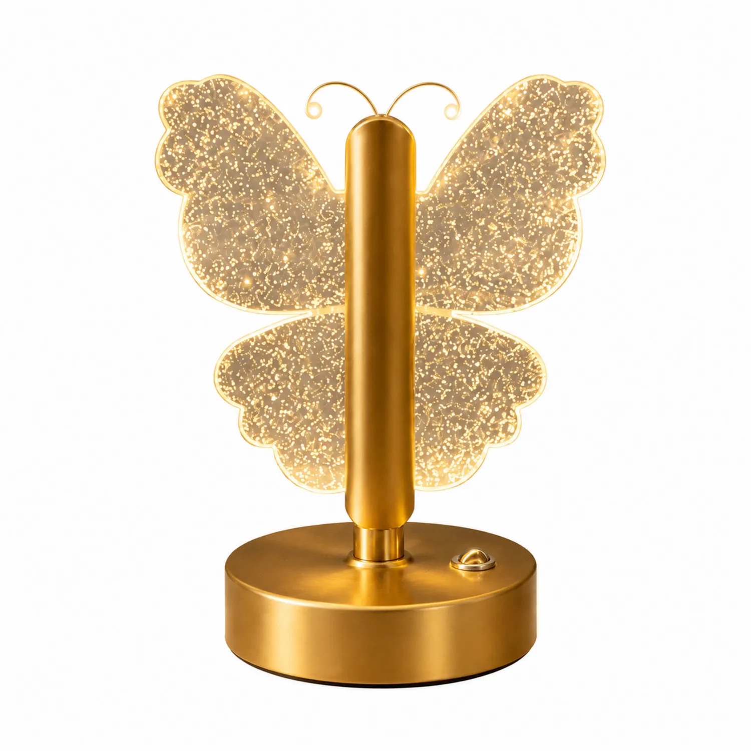 Lampada da Tavolo LED a Forma di Farfalla con Finitura Oro