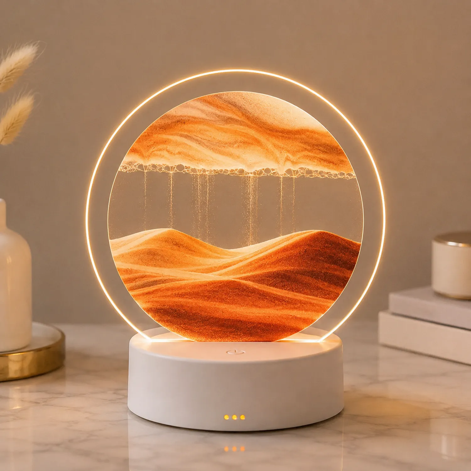 Lampada LED da Tavolo con Sabbia Decorativa Circolare