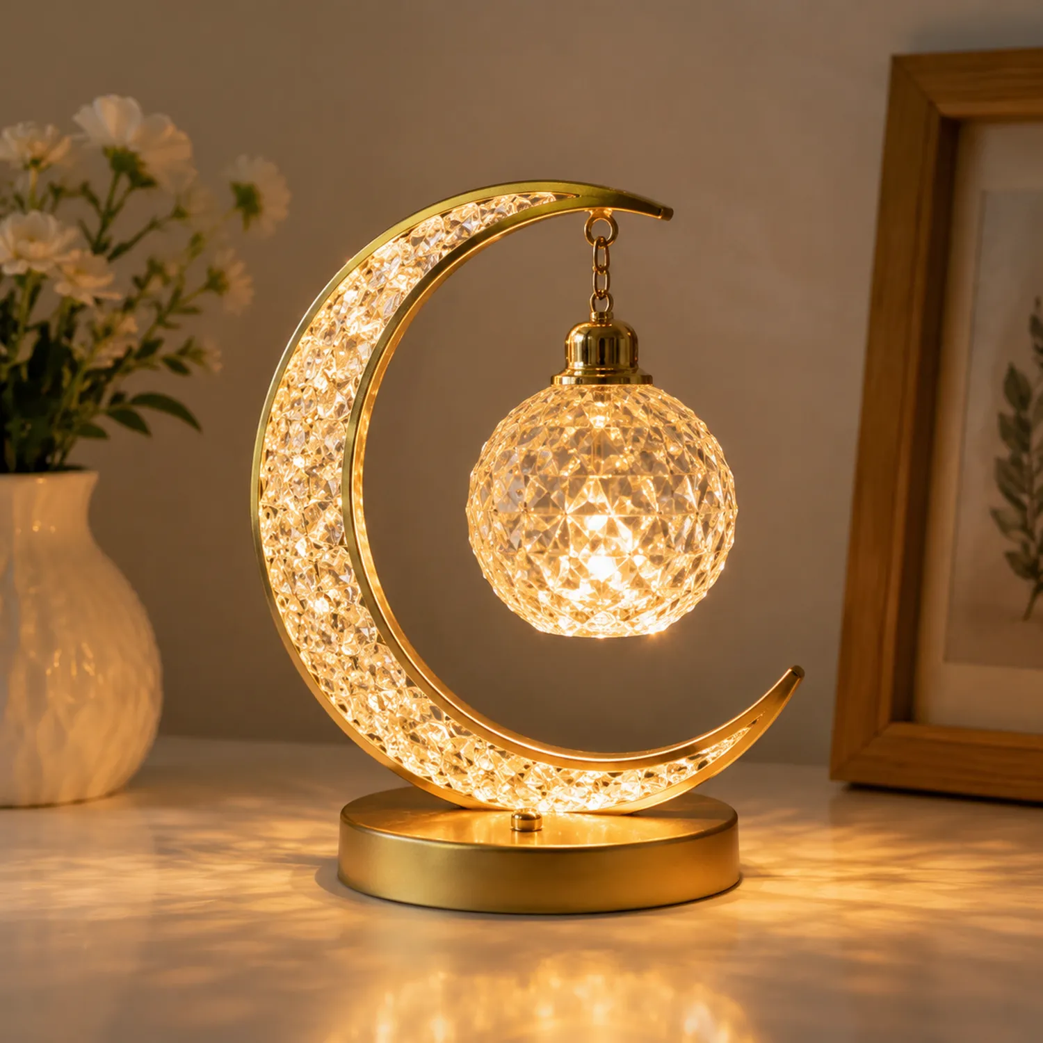 Lampada da Tavolo a LED Design Luna in Oro