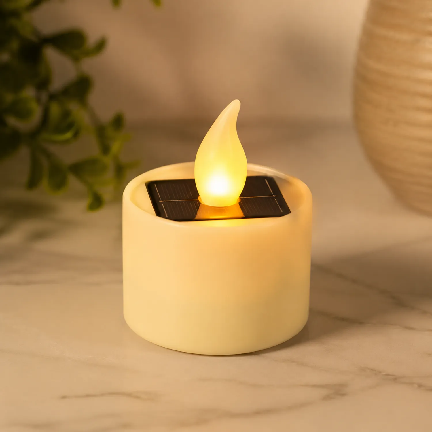 Candela Solare LED Senza Fiamma Crema