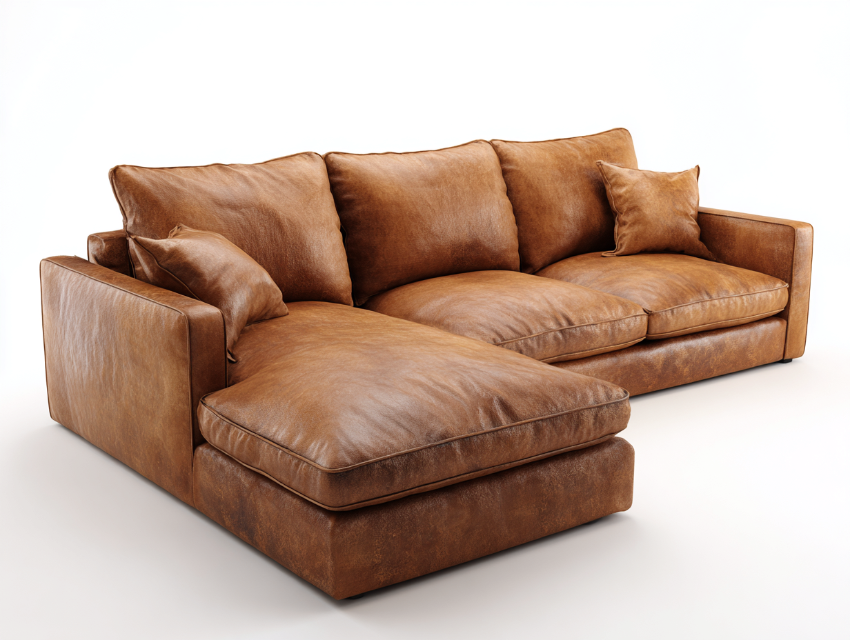 Ecksofa aus Kunstleder 268x168x86 cm - Braun - gepolstert im modernen Design-Pacoriabode