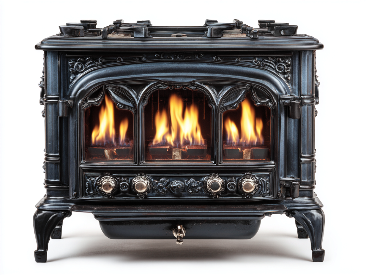 Kamin im Vintage-Stil 92x52x78 cm - Schwarz - freistehend im klassischen Design-Pacoriabode