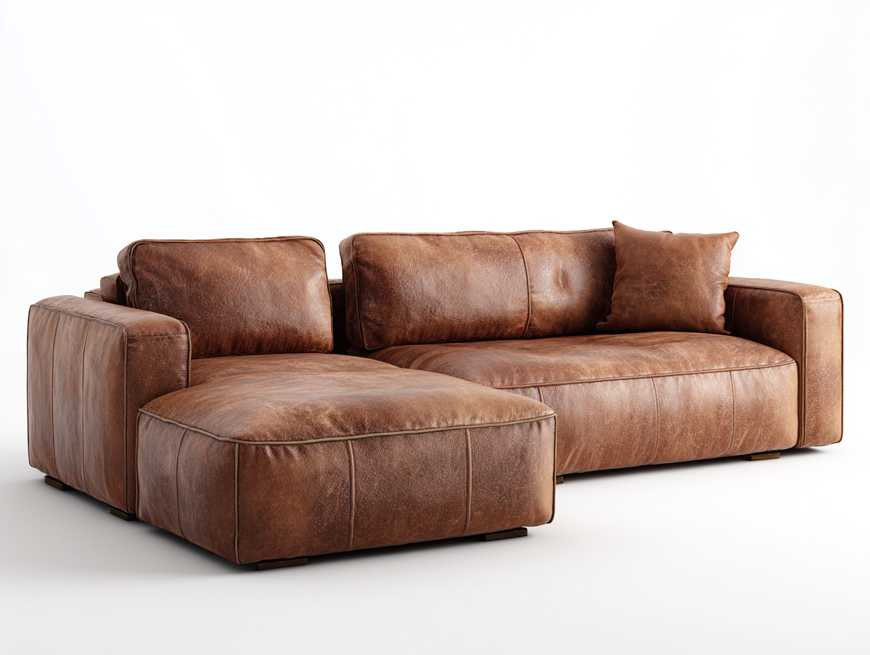 Ecksofa aus Lederlook 260x165x78 cm - Braun - Für Wohnzimmer - Modernes Design-Pacoriabode