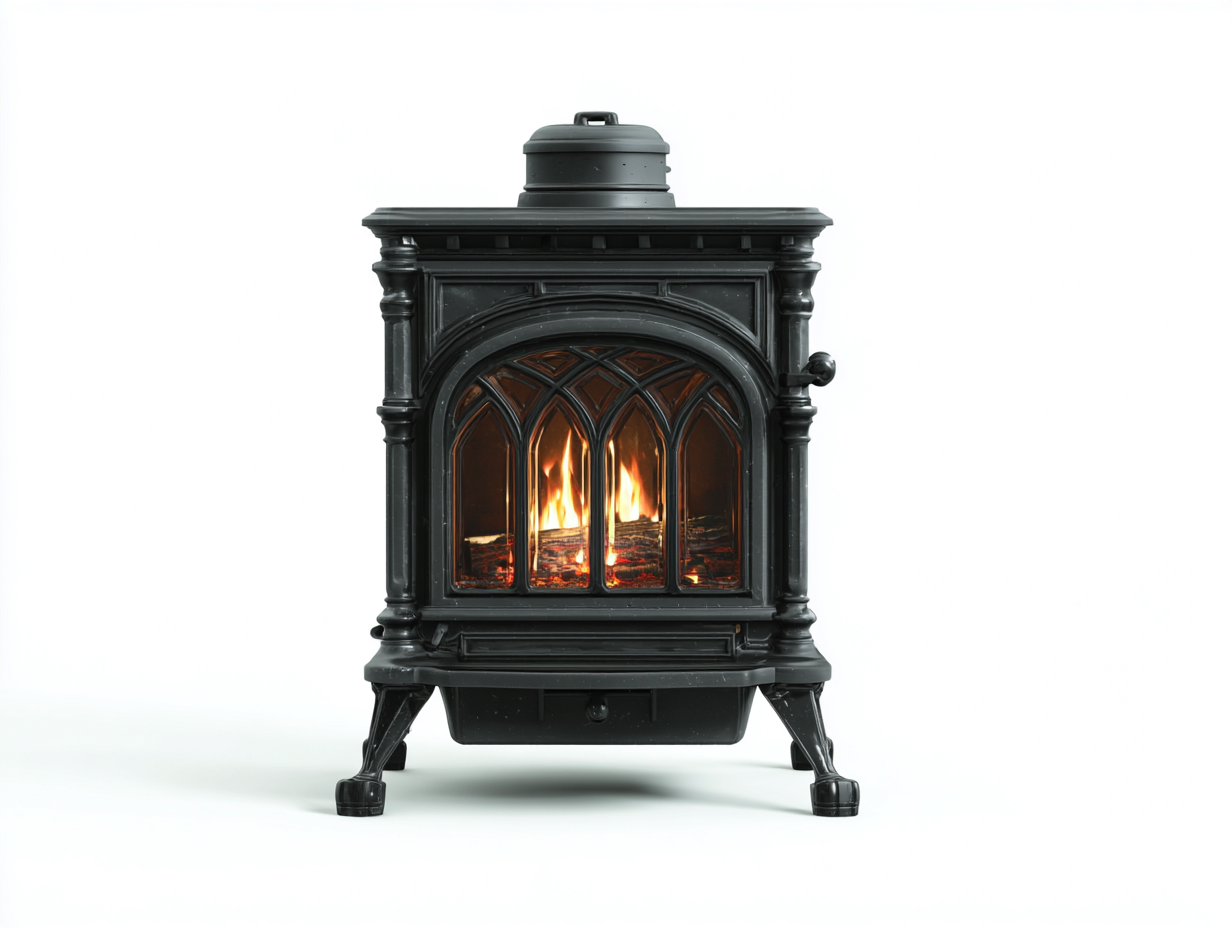 Kamin aus Metall 52x45x78 cm schwarz für Wohnbereich - klassisches Design mit Sichtfenster-Pacoriabode