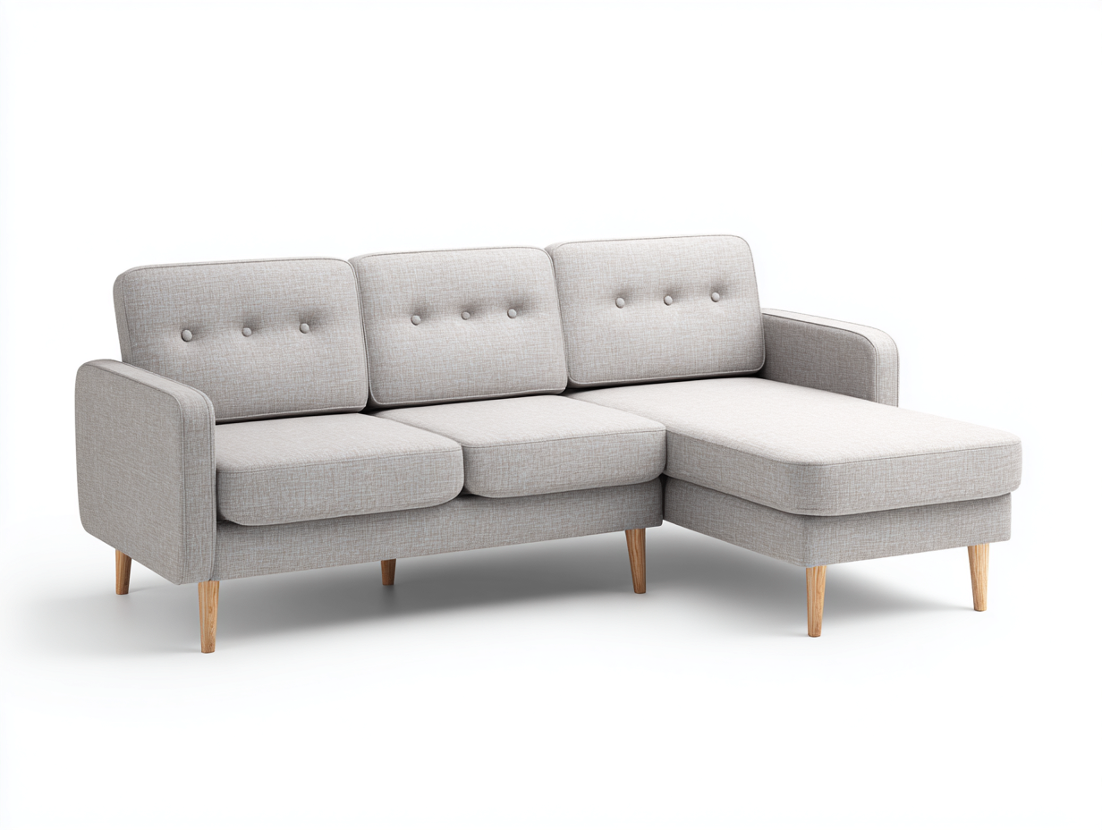 Ecksofa aus Stoff 210x145x82 cm - Hellgrau - Für Wohnzimmer - Modernes Design-Pacoriabode