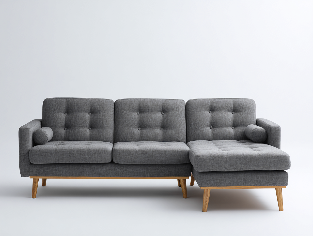Ecksofa aus Stoff 238x155x82 cm grau für Wohnzimmer - modernes Design-Pacoriabode