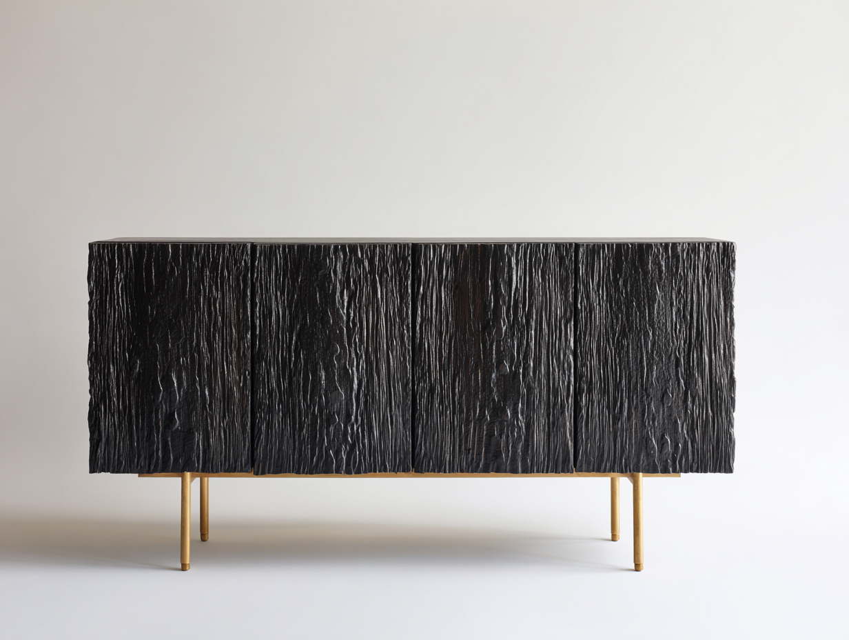 Dielenschrank aus Holz 160x40x80 cm - Schwarz-Goldfarben - Mit 4 Türen - Modernes Design-Pacoriabode