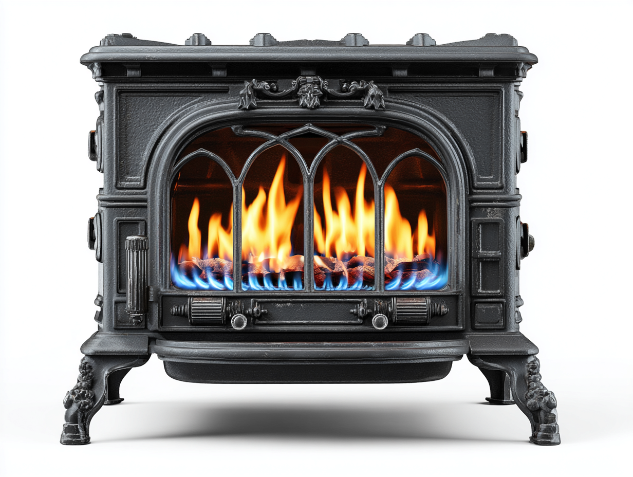Kamin aus Gusseisen 78x45x72 cm - Schwarz - Mit Sichtfenster - Klassisches Design-Pacoriabode