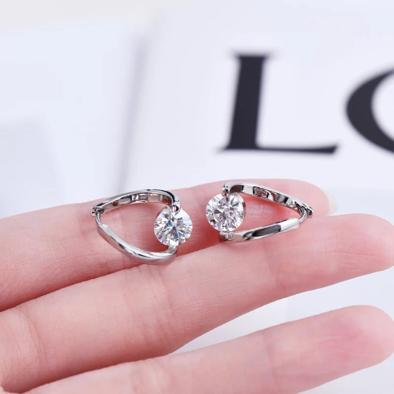 Anziw Korean Twist Hoops 1.0ct D Color Moissanite Earrings For Women Real-losil