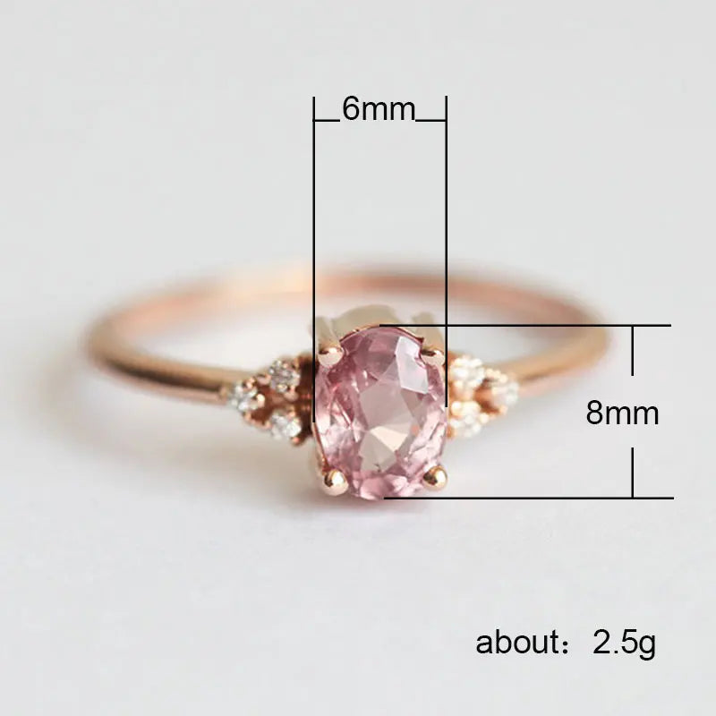 Huitan Romantic Pink AAA Cubic Zircon Stone Princess Rings With Rose Gold-losil