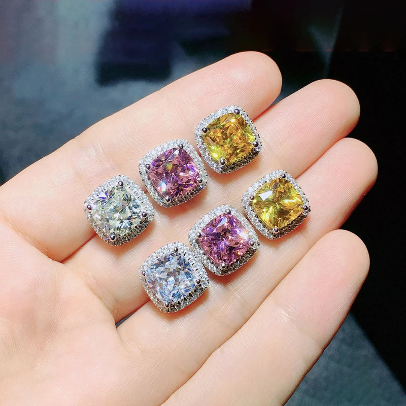 Huitan Classic Cushion Shape Stud Earrings with Brilliant Cubic Zirconia Stone Wedding-losil