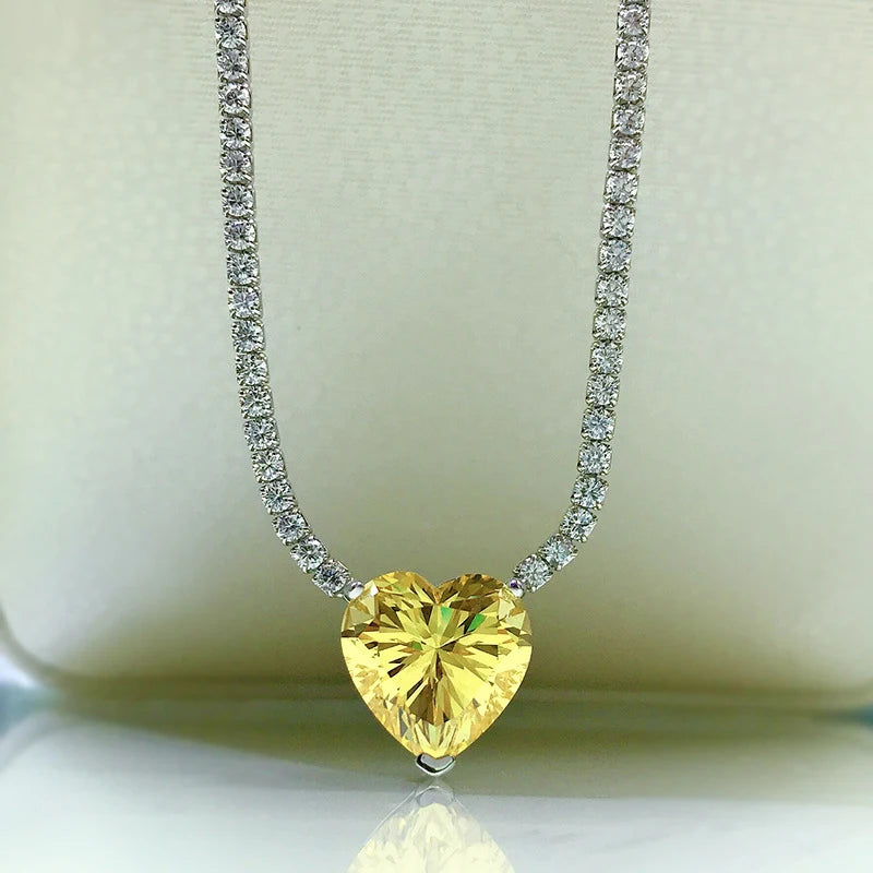 OEVAS 100% 925 Sterling Silver Heart High Carbon Diamond Pendant Necklace For-losil