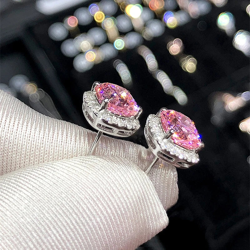 Huitan Classic Cushion Shape Stud Earrings with Brilliant Cubic Zirconia Stone Wedding-losil