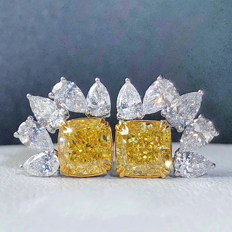 Huitan Fashion Small Fresh Stud Earrings for Women with Yellow/White Cubic Zirconia-losil