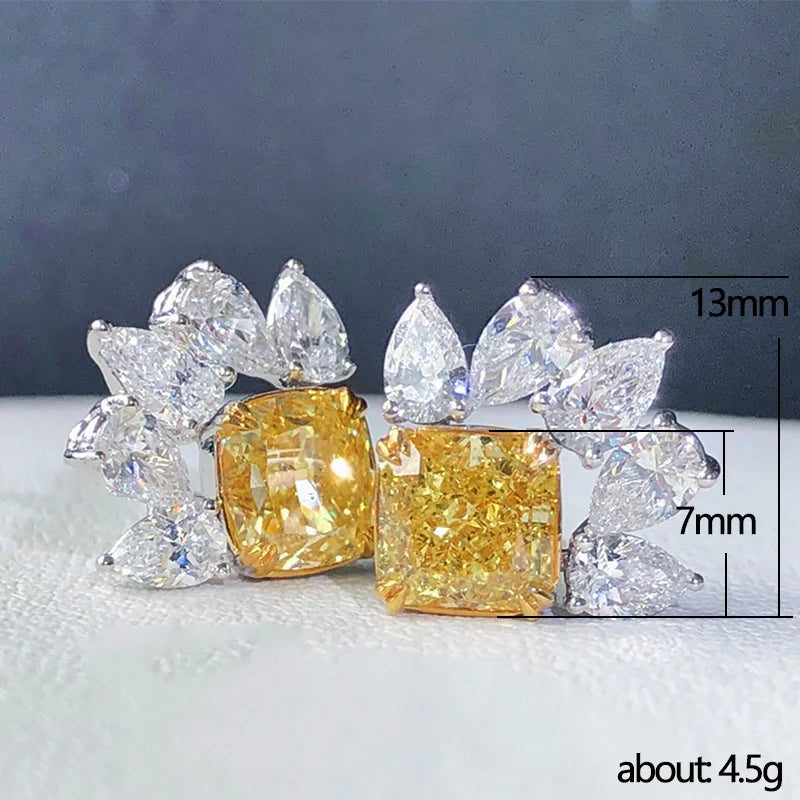 Huitan Fashion Small Fresh Stud Earrings for Women with Yellow/White Cubic Zirconia-losil