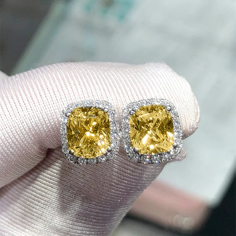 Huitan Classic Cushion Shape Stud Earrings with Brilliant Cubic Zirconia Stone Wedding-losil