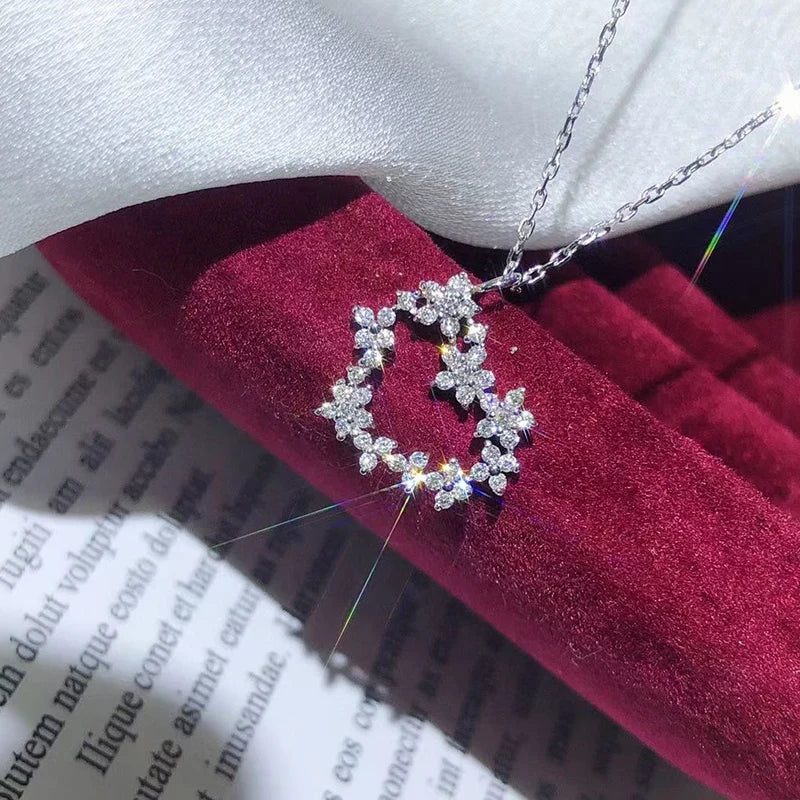 Huitan Creative Design Heart Pendant Necklace Silver Color Crystal Cubic Zircon Stone-losil