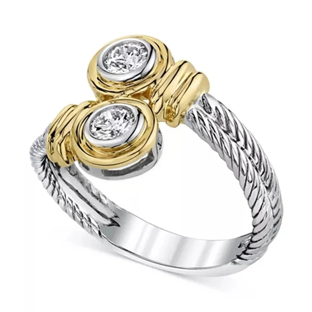Huitan New Arrival Interlaced Ring with Zipper Design Band Versatile Women Finger-losil