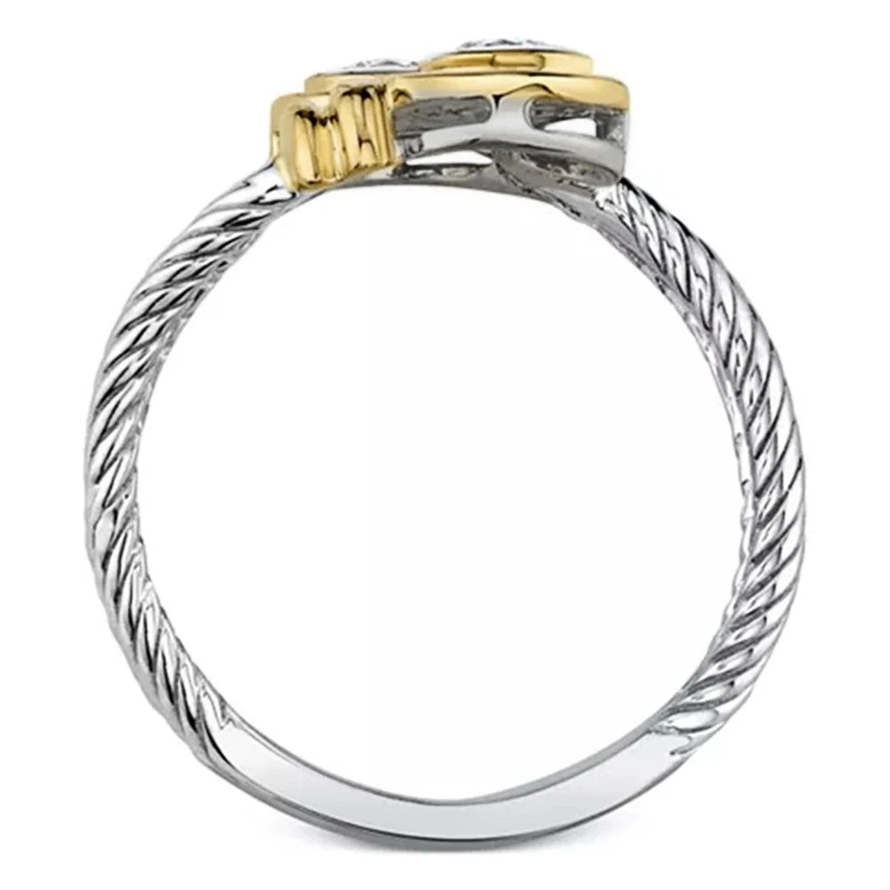 Huitan New Arrival Interlaced Ring with Zipper Design Band Versatile Women Finger-losil
