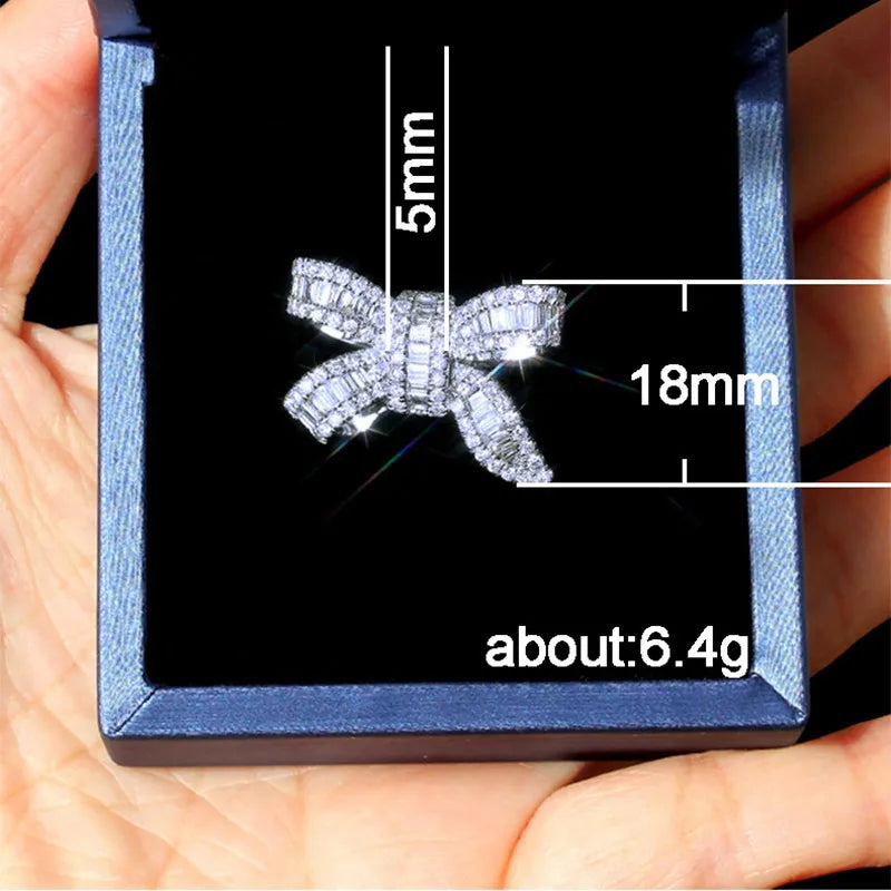Huitan Luxury Bowknot Shape Women Rings for Party Female Stylish Accessories High-losil