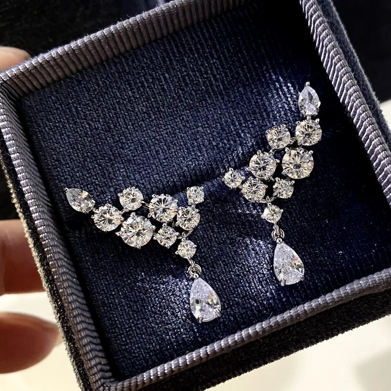 Huitan High-quality Silver Color Dangle Earrings for Women Aesthetic Wedding Accessories Lady's-losil