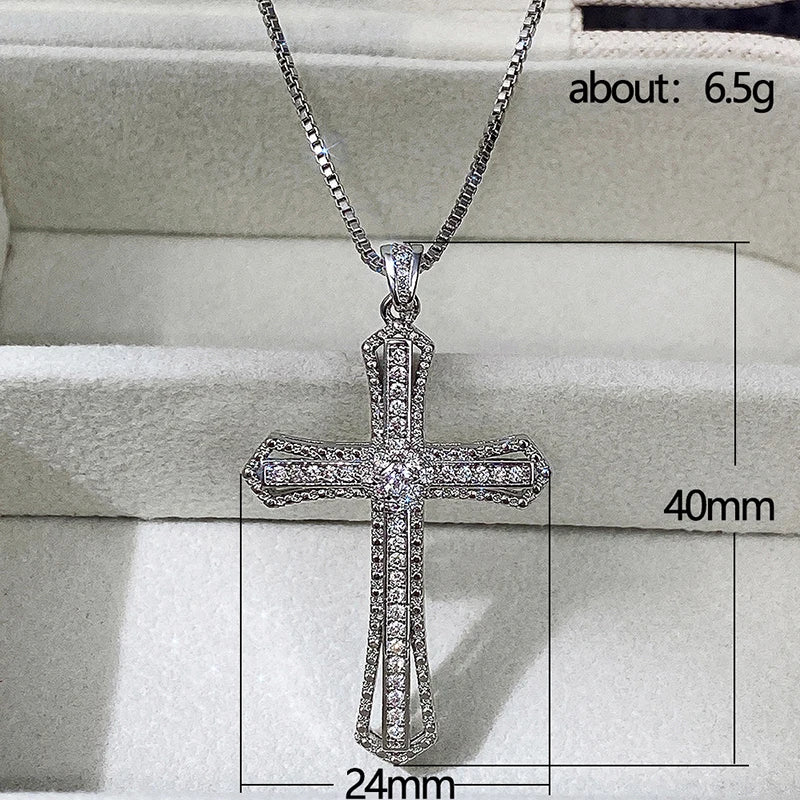 Huitan Hip Hop Cross Necklace for Women with Dazzling CZ Stone Luxury-losil