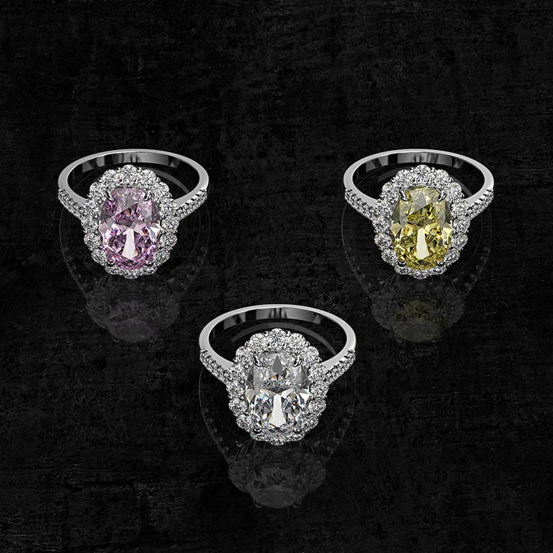 OEVAS 100% 925 Sterling Silver Created Zircon 3CT 8*12 Citrine Sapphire Gemstone-losil