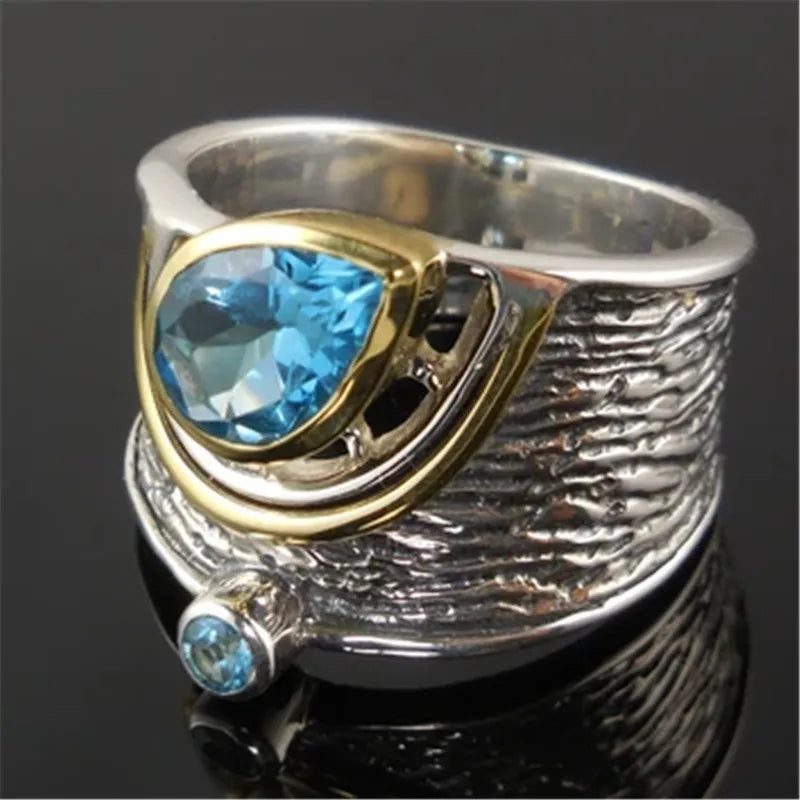 Huitan Drop Shipping Ethnic Women Rings Personality Design with Water Drop Stone-losil