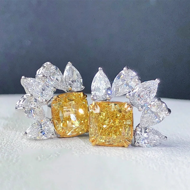 Huitan Fashion Small Fresh Stud Earrings for Women with Yellow/White Cubic Zirconia-losil