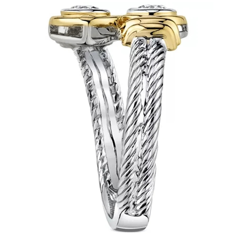 Huitan New Arrival Interlaced Ring with Zipper Design Band Versatile Women Finger-losil
