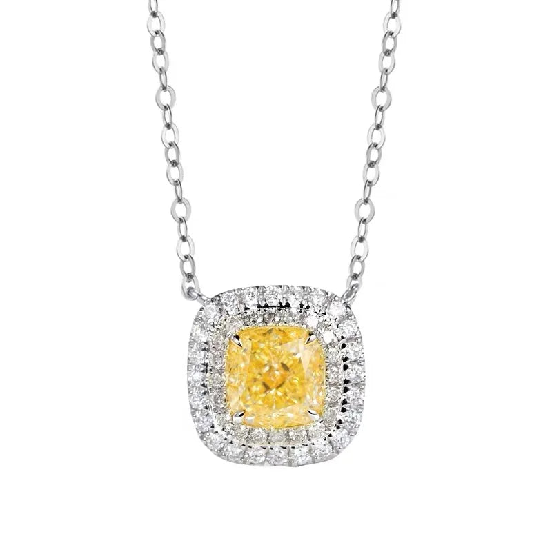 Huitan Female Luxury Fashion Pendant Necklace with Bright Yellow/White Cubic Zirconia Engagement-losil